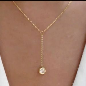 Gold Lariat Pendant Necklace